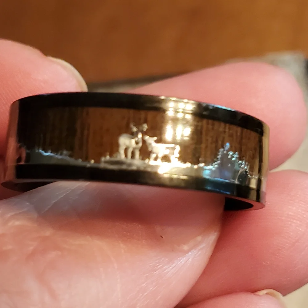 Rustic Acrylic Brown w/ Silver Deer Ring